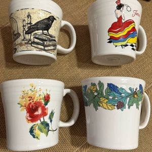 Four fiestaware large mugs, 15 oz.No damage, dishwasher safe.